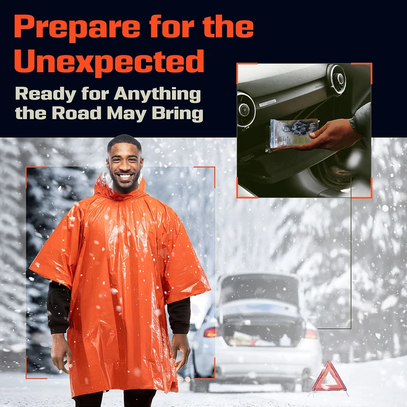 Emergency Poncho Rain - Aluminium gecoate, gevoerde noodregenponcho van PE,