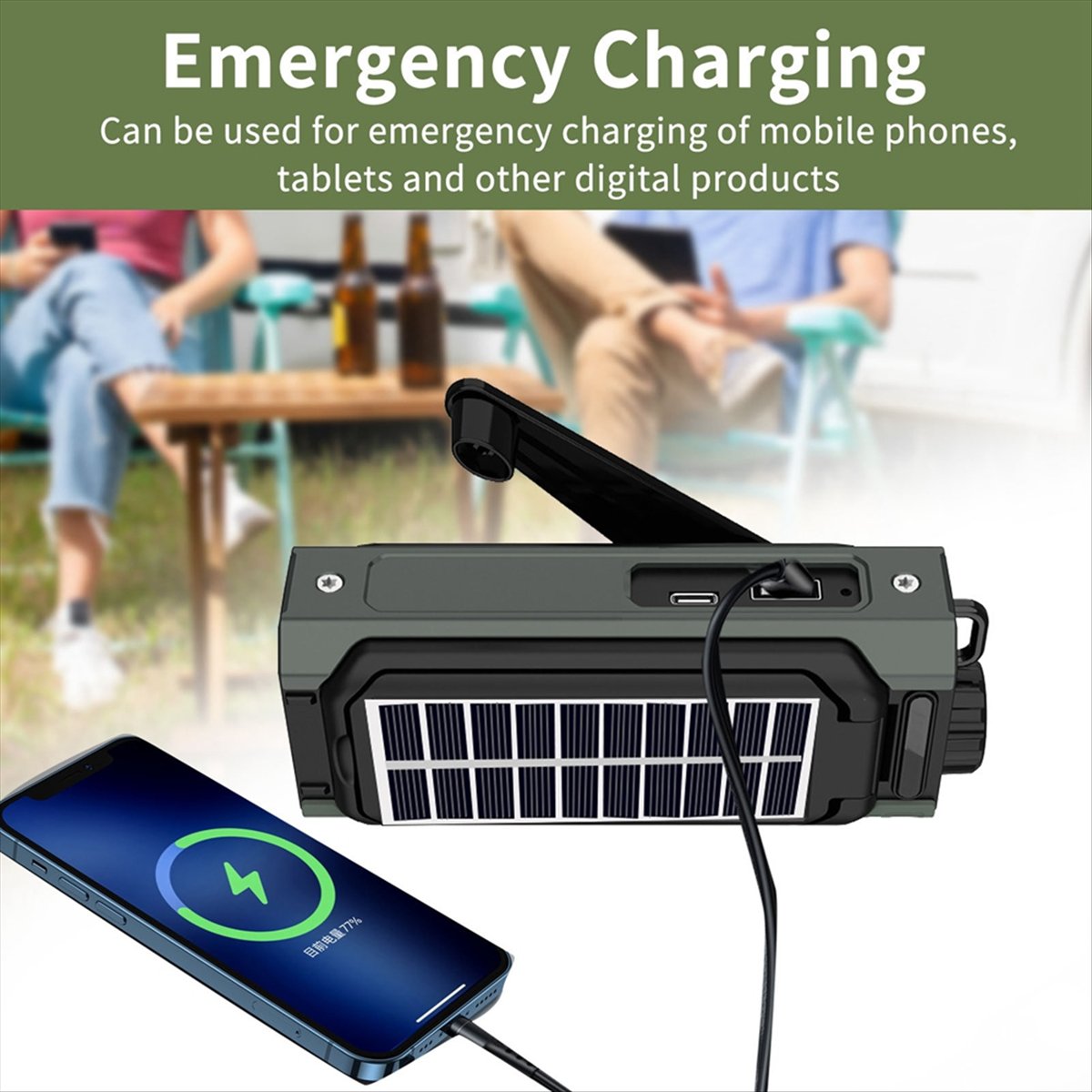 Solar Emergency Charger - A26Z draagbare zonne-energi radio, noodhanddynamo radio,