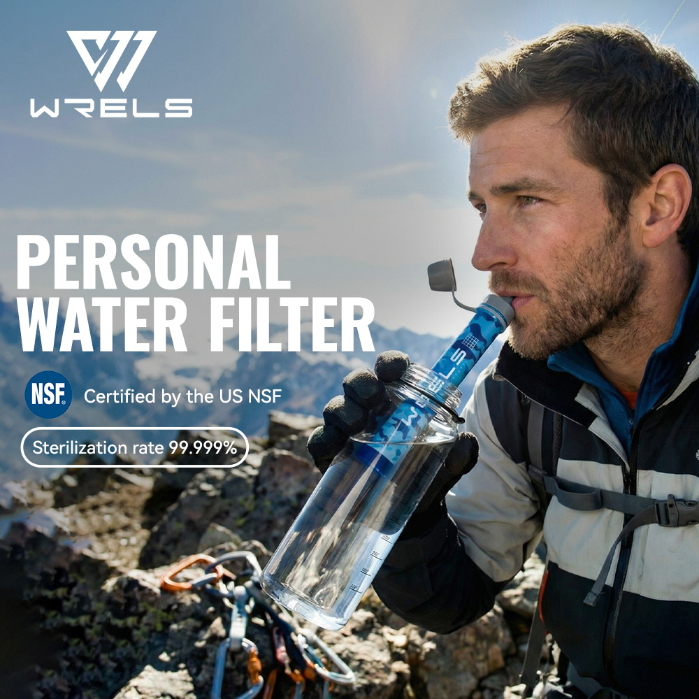 Water Purification Straw - WRELS Outdoor draagbare waterfilterset Campingwaterzuiveraar voor